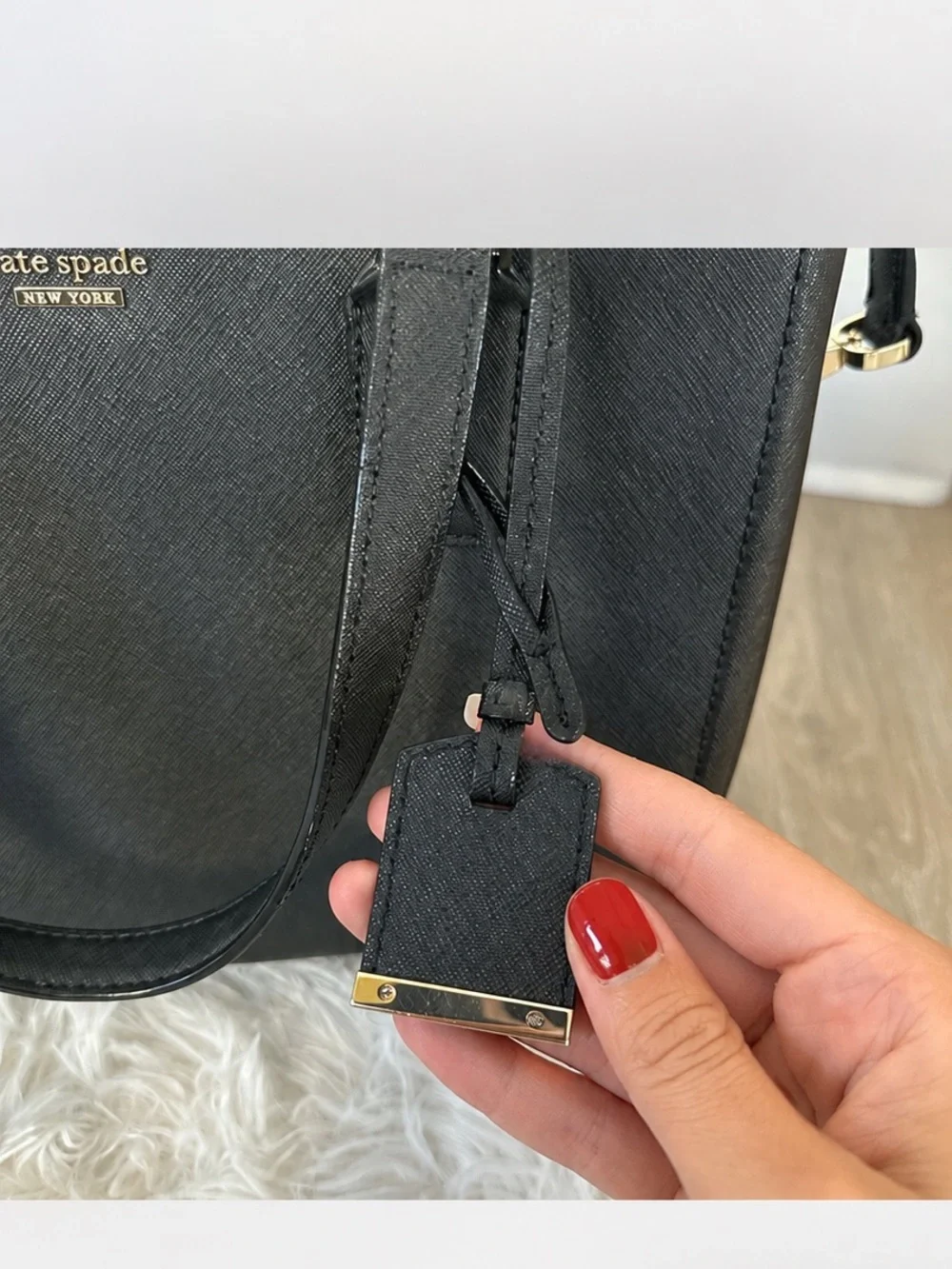 KATE SPADE Black Saffiano Leather Double-Zip Satchel